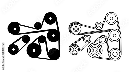 фотографія Pulley system diagram black and white line illustration