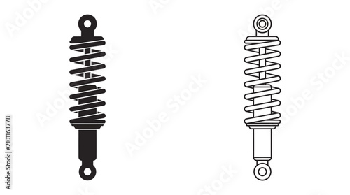 Tableau sur toile Shock absorber silhouette on a white background automotive component illustratio