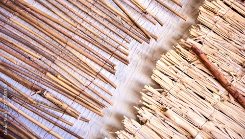 Hay or dry grass background. Thatch roof for background.