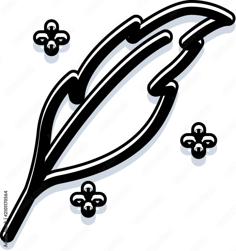 Obraz premium Quill pen outline icon creating a clean symbol of writing, literature, poetry, wisdom, and education, presented as a minimalist black and white pictogram on an isolated white background