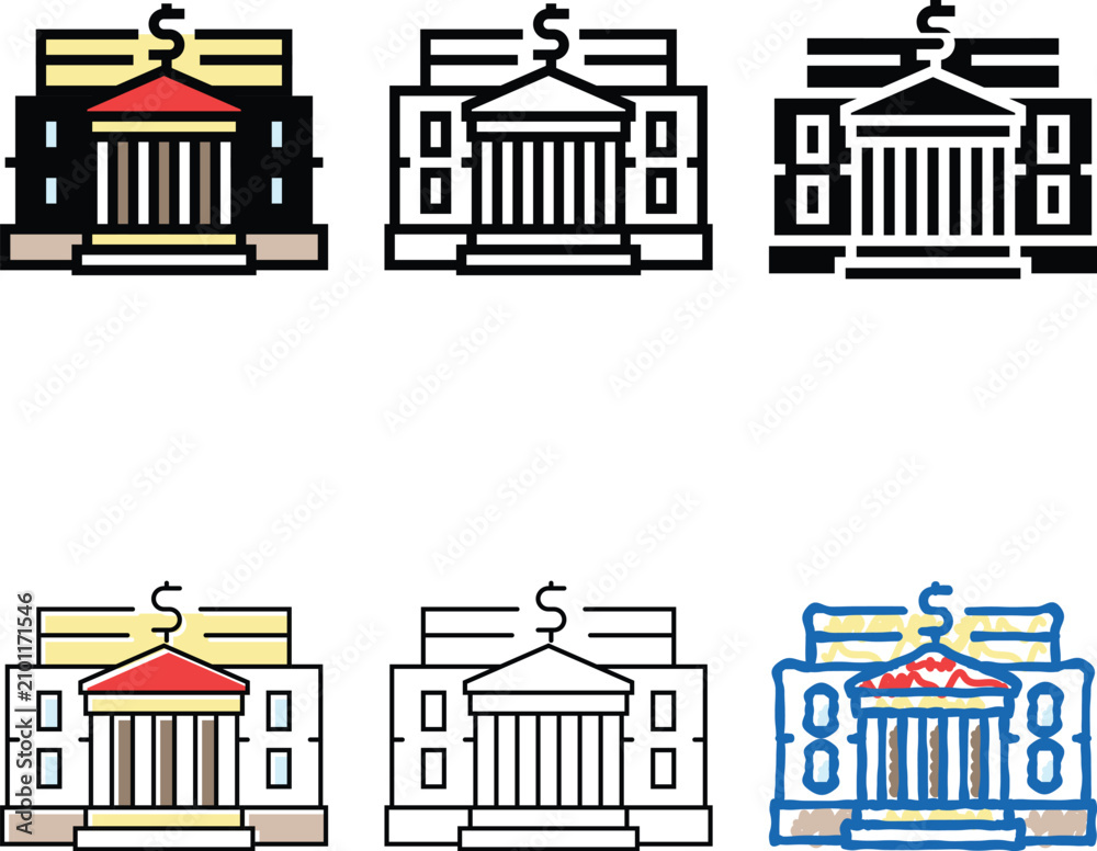 Obraz premium business bank building color icon vector. business bank building sign. multistyle isolated symbol