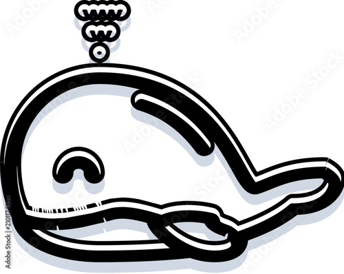 Konstfotografi Cartoon whale illustration featuring a friendly design with bold black outlines,