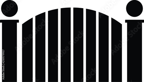 Elegant black gate vector illustration modern entrance design for security and property access