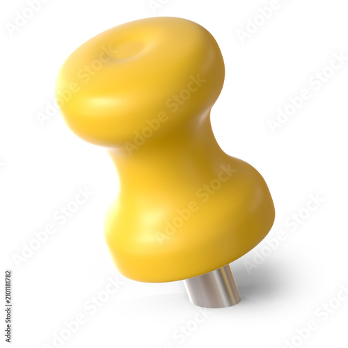 push pin stationery element 3d render yellow color