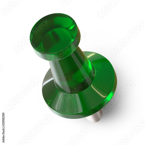 push pin stationery element 3d render green glass color