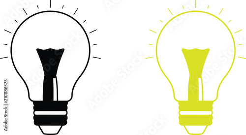 Outline light bulb vector icons in two colors
