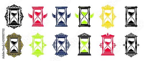 Foto Vintage Hourglass Collection with Ornate Frames and Wings
