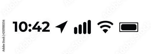 phone status bar signal wifi battery icon set vector 