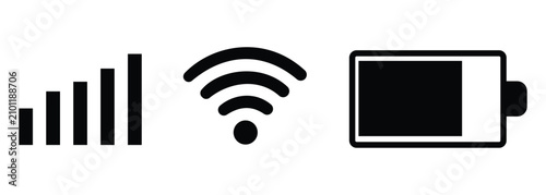 phone status bar signal wifi battery icon set vector 