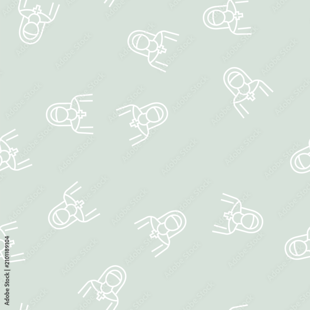 Obraz premium nun christianity vector line seamless pattern nun christianity sign illustration