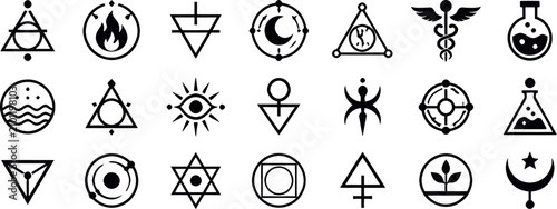 Foto Collection of mystical and esoteric symbols for occult designs