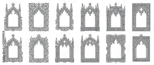 Fotografi Ornate Gothic Architectural Window Frames Collection