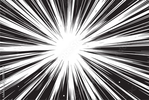 Comic book background radial speed lines motion effect explosion