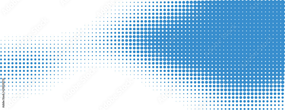 Fototapeta premium Blue and white halftone dots pattern gradient background texture