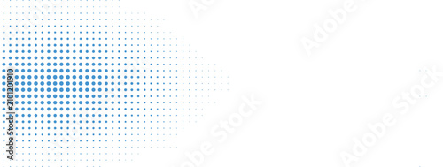 Blue halftone dots pattern on white background gradient effect
