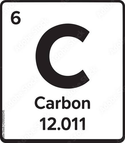Periodic table element carbon chemistry icon vector illustration black outline