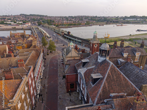Принти на полотні Rochester above High street at sunrise in Kent, UK