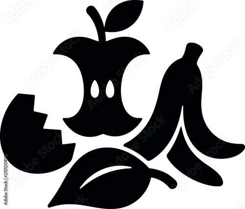 Organic food waste compost black silhouette icon