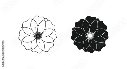 Φωτογραφία Floral ornament in black and white featuring a distinct silhouette flower