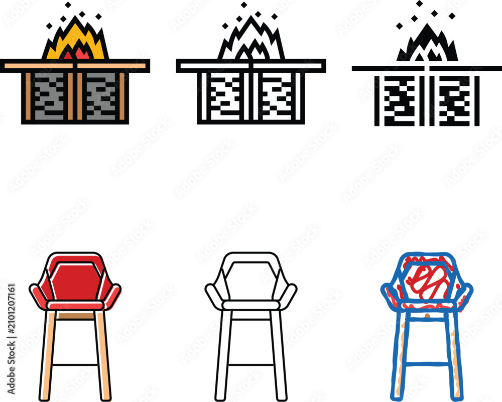 Obraz premium fire pit table outdoor furniture color icon vector. fire pit table outdoor furniture sign. modern isolated symbol