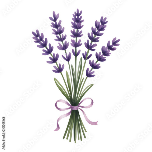 A beautiful bouquet of lavender flowers tied with a purple ribbon