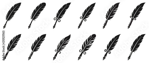 Принти на полотні Quill pen collection, vintage writing instruments, isolated on white