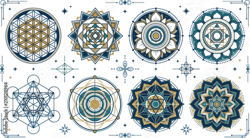 Photography Sacred Geometry Mandala Collection Featuring Flower of Life Metatron Cube Lotus