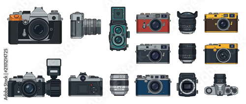 Retro Camera Collection Pixel Art Icons