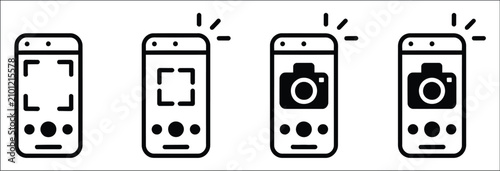 Quadro su tela Take photo icon set, camera sign with photography flash symbol, phone picture in