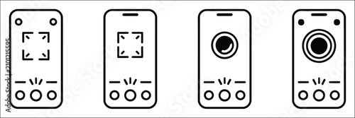 Foto Take photo icon set, camera sign with photography flash symbol, phone picture in