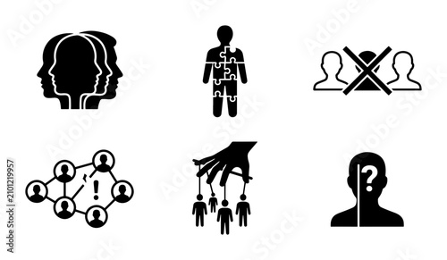 Foto Teamwork, Leadership, and Social Dynamics Icons: Collaboration, Control, and Ide
