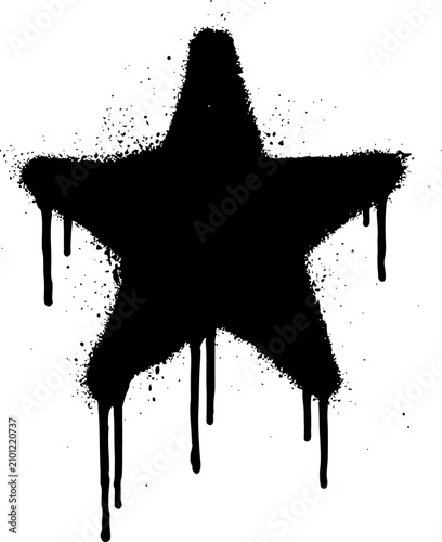 Black Graffiti Star with Paint Drips on White Background