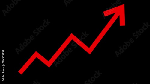 red arrow graph line chart moving up concept of stock market business growth transparent .