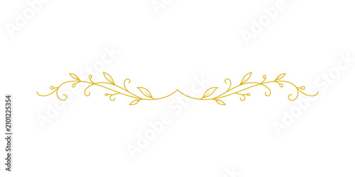 Cuadro en lienzo Elegant golden floral divider isolated on transparent background