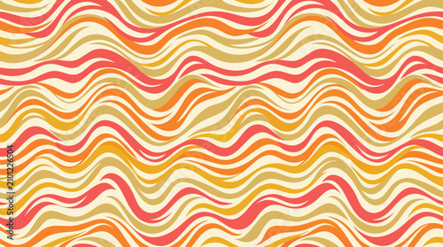 Elegant seamless abstract wavy line ripples flowing in coral pink and luxurious gold gradient tones ideal for premium packaging branding wallpapers and sophisticated modern commercial creative design