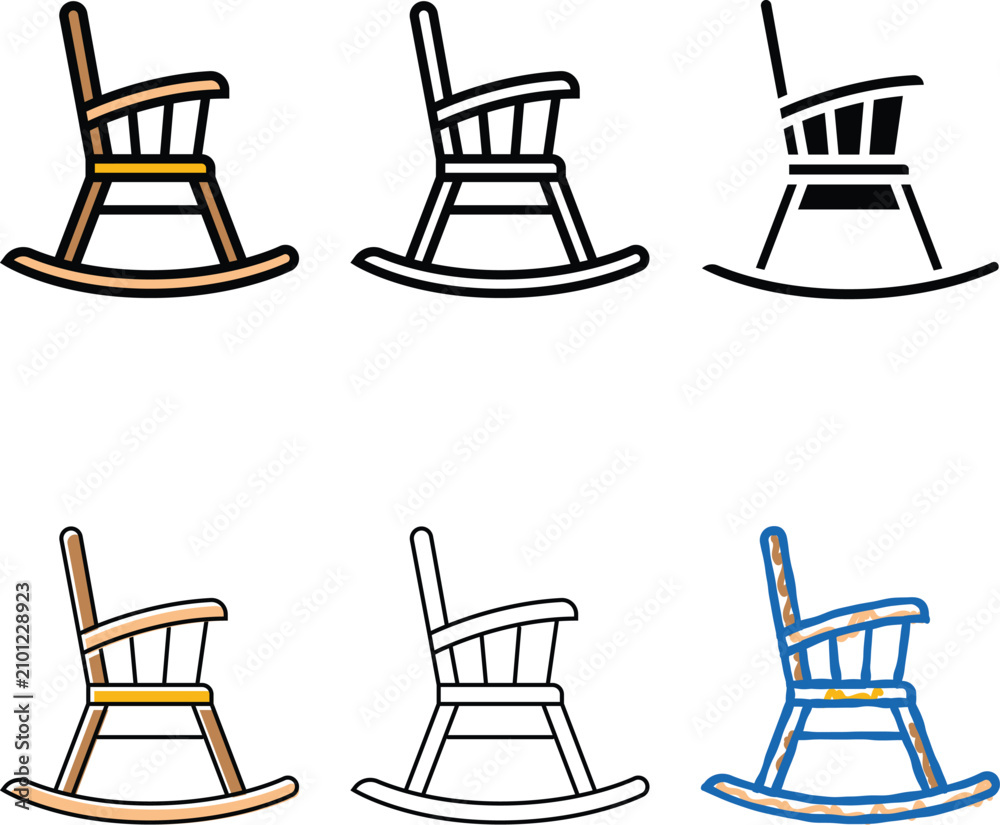 Obraz premium rocking chair outdoor furniture color icon vector. rocking looks chair outdoor furniture sign. isolated symbol