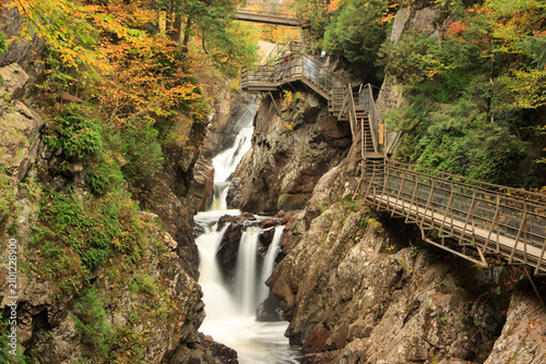 Canvastavla High Falls Gorge in autumn in Wilmington, Adirondack Mountains, New York
