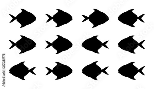 Fotografía School of Silhouetted Fish Vector Graphics, Aquatic Life Pattern, Marine Animal