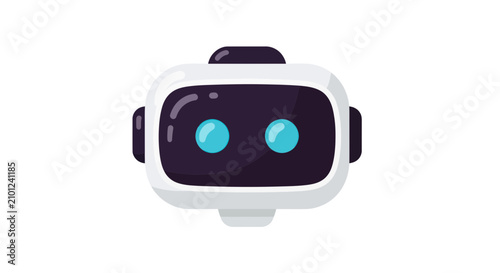 Futuristic robot head with glowing blue eyes