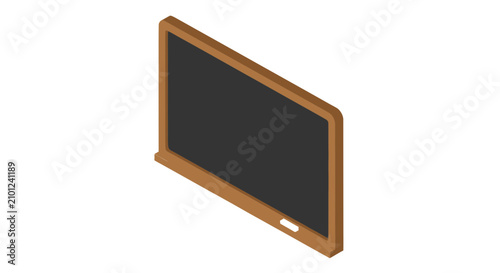 Isometric wooden framed chalkboard with chalk ledge