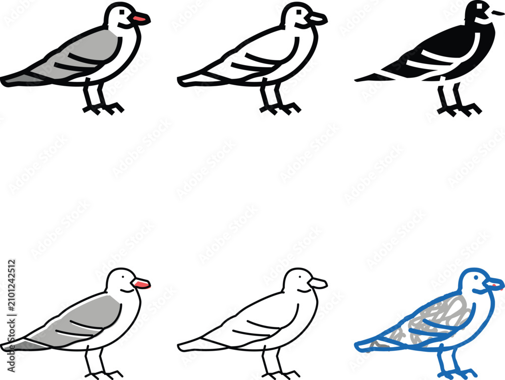 Obraz premium seagull bird color icon vector. seagull bird sign. isolated pack symbol