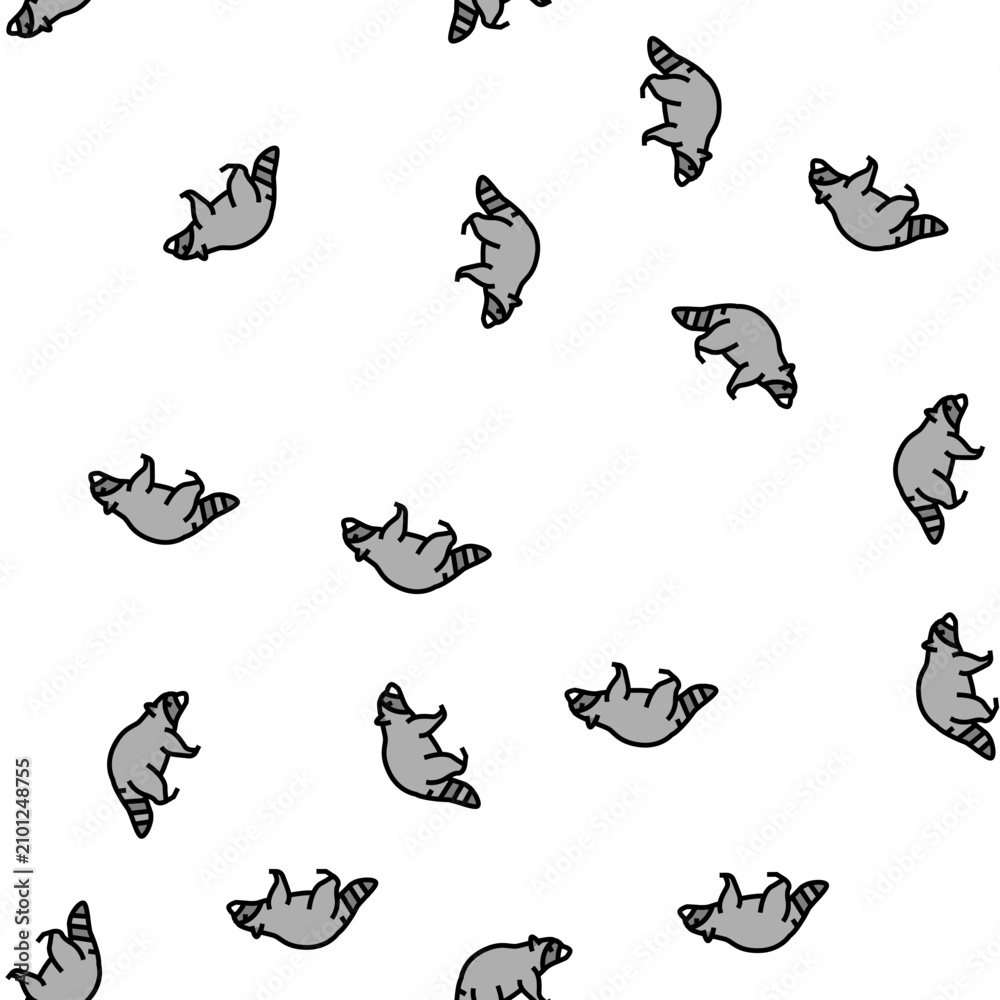 Fototapeta premium raccoon wild animal vector seamless pattern raccoon wild animal sign illustration