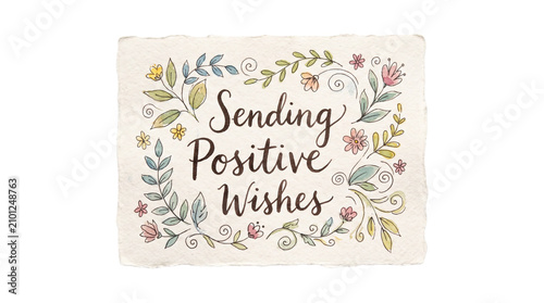 Sending Positive Wishes Card with Floral Border.