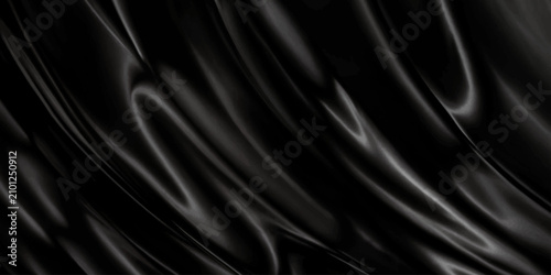 фотографія Abstract flowing black silk fabric with subtle highlights and shadows, creating a luxurious and elegant texture