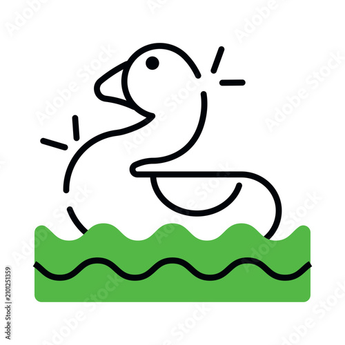 Cuadro en lienzo Modern design icon of swimming duck