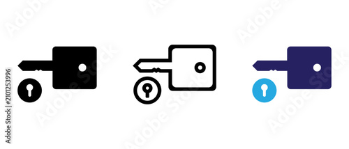 AI key icon, artificial intelligence secure access symbol, digital lock password vector illustration.