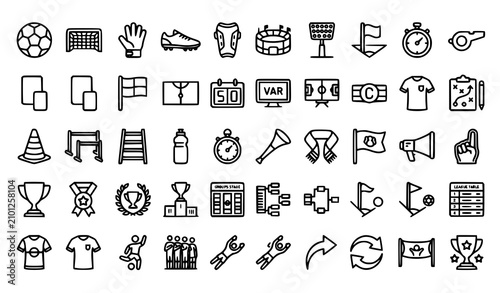 Valokuva Soccer football icon set vector graphics for sports design digital media