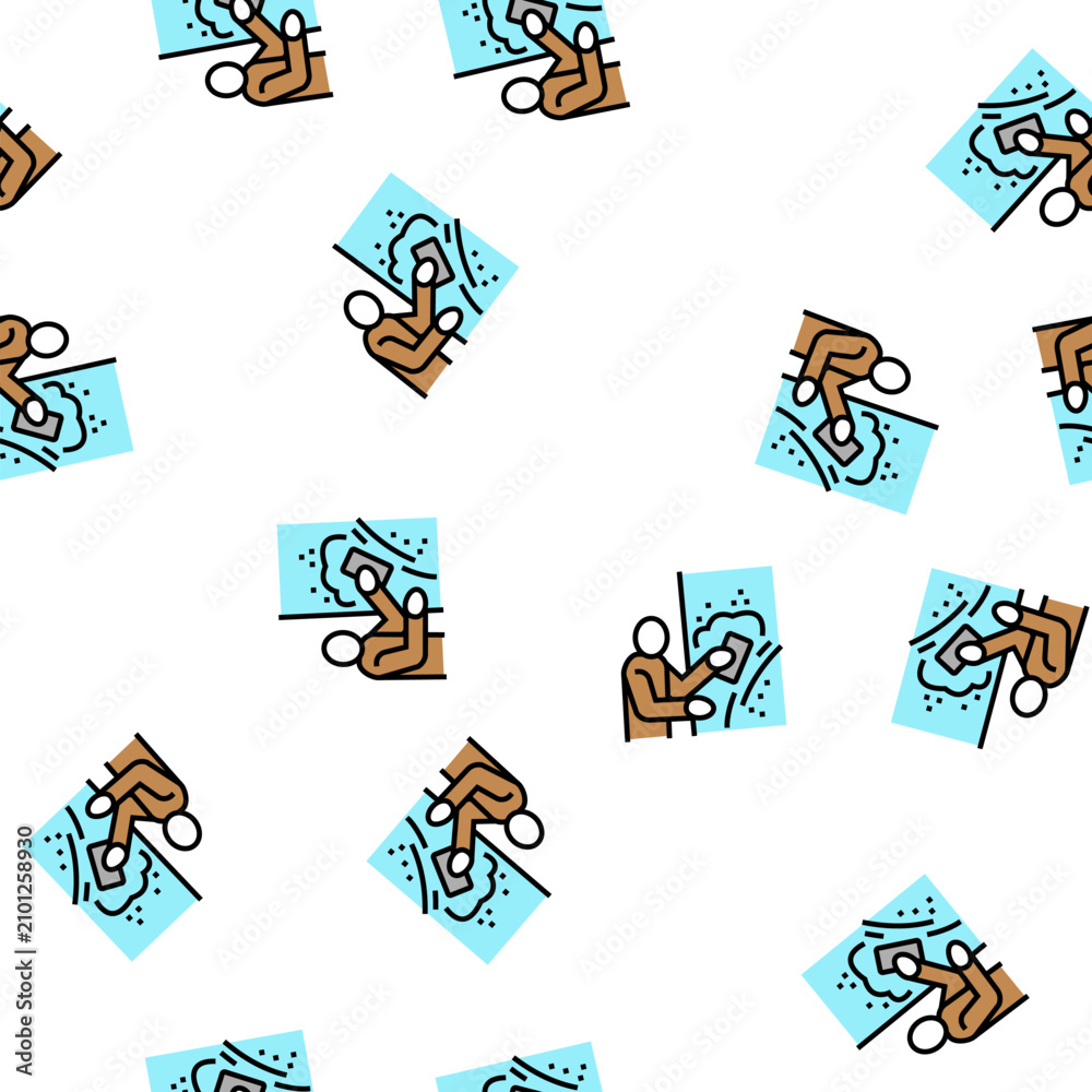 Obraz premium plasterer working vector seamless pattern plasterer working sign illustration