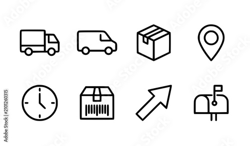 Foto Logistics and delivery icons set black outline style