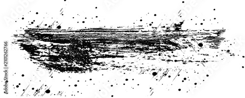 Fotografie Grunge badge brush, hand drawn black sticker, Ink splashes stencil very detailed collection